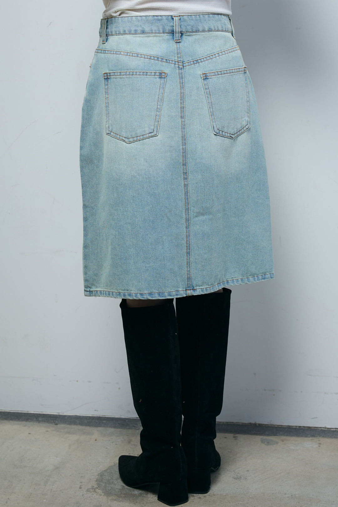 [予約/SET]サテンミリタリーシャツJK+レイヤードヘンリーネックプルオーバー+ボックスデニム膝丈SK(3set)