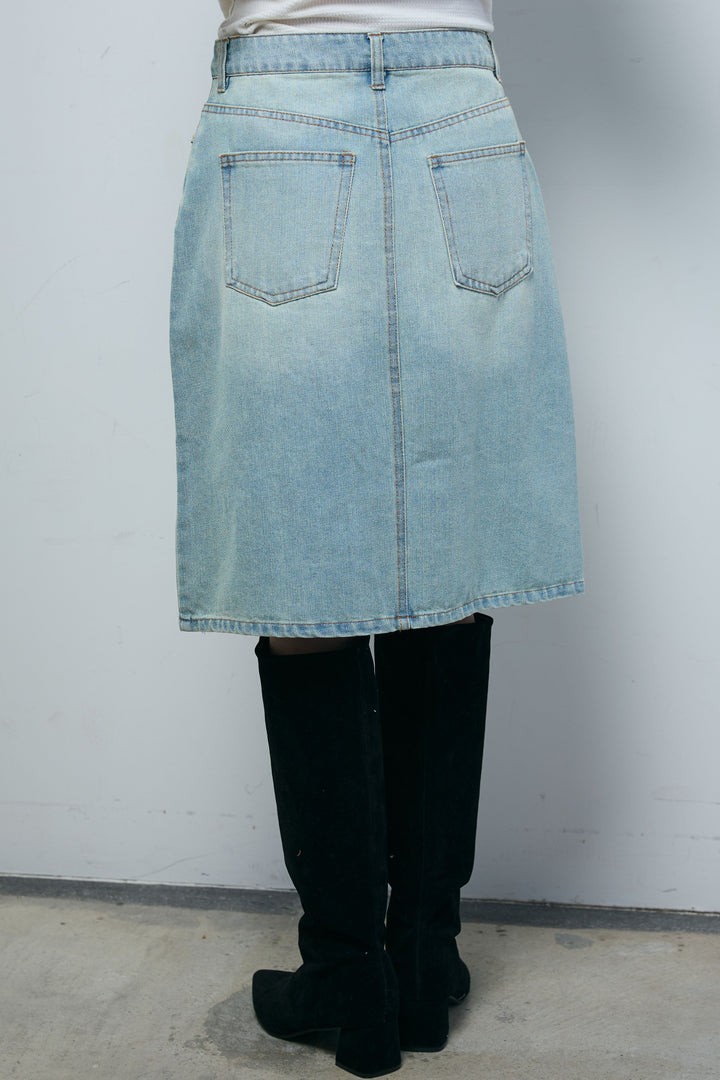 [予約]ボックスデニム膝丈SK