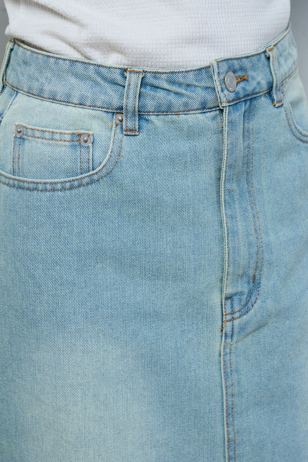 [予約/SET]サテンミリタリーシャツJK+レイヤードヘンリーネックプルオーバー+ボックスデニム膝丈SK(3set)