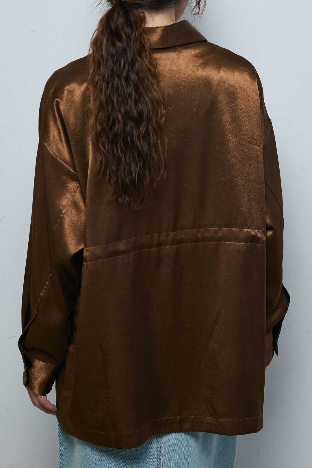 [予約/SET]サテンミリタリーシャツJK+ボックスデニム膝丈SK(2set)