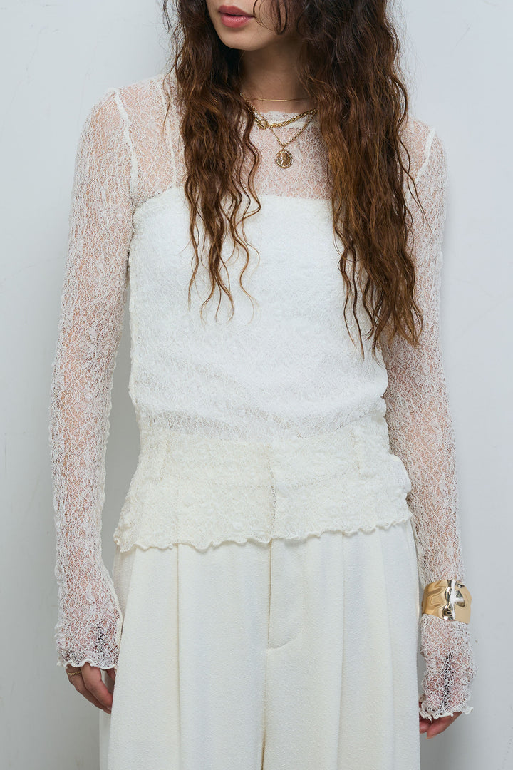 [予約/SET]ビジューボタンラメツイードジレ+シアーレーストップス+裏毛カーブラインワイドパンツ(3set)