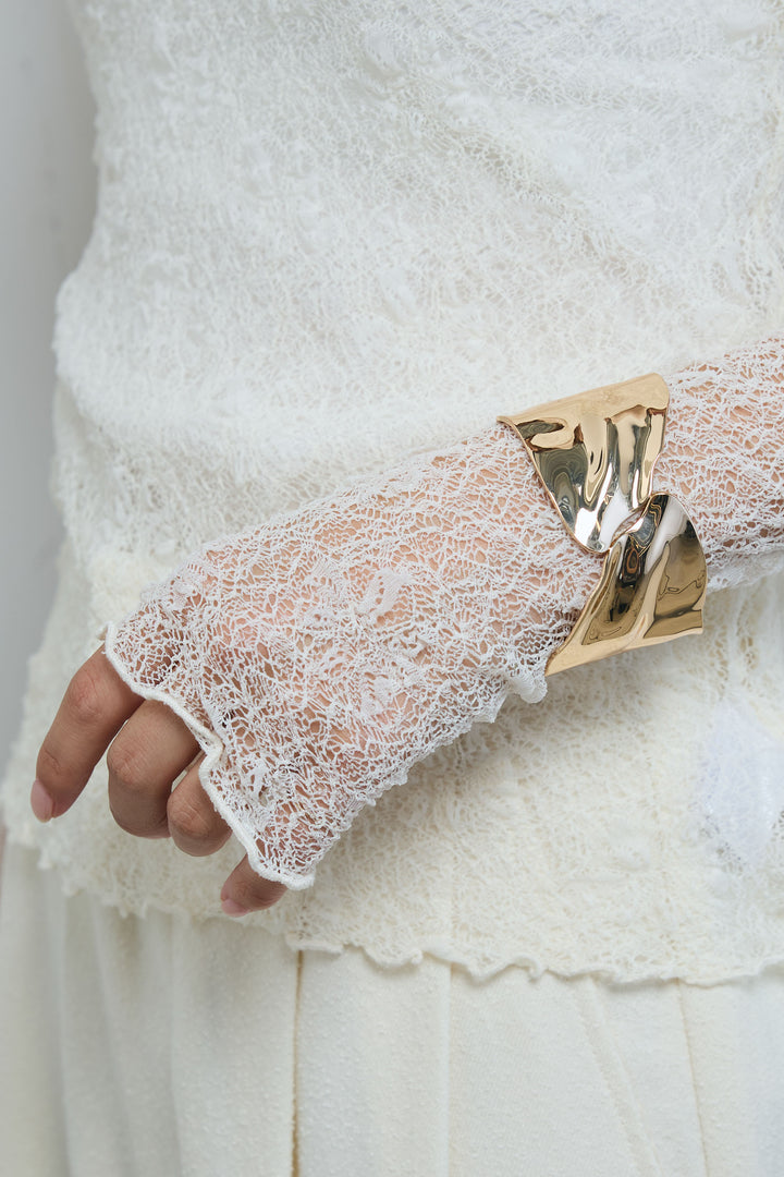 [予約/SET]ビジューボタンラメツイードジレ+シアーレーストップス(2set)