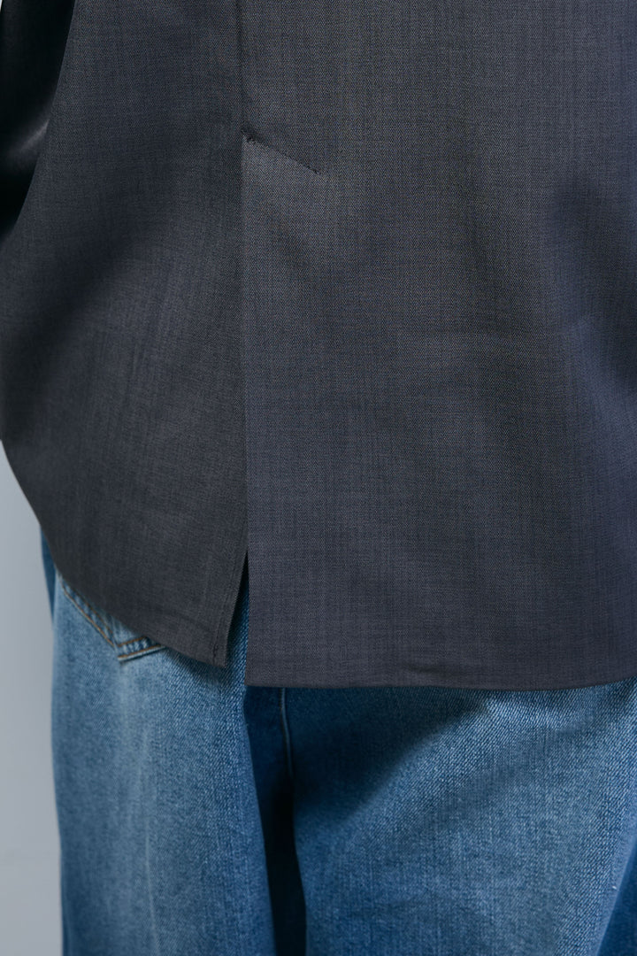 [予約/SET]TRツイルダブルテーラードジャケット+フロントジップストラップデザインデニムサロペット(2set)