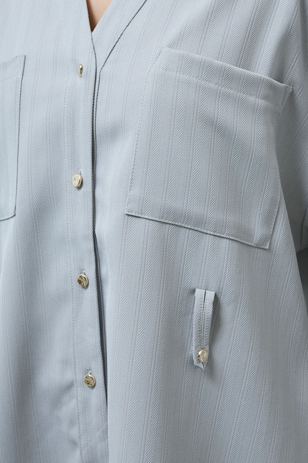 ミニヘリンボーンベルト付きシャツ+ミニヘリンボーンストレートイージーワイドPT(2set)