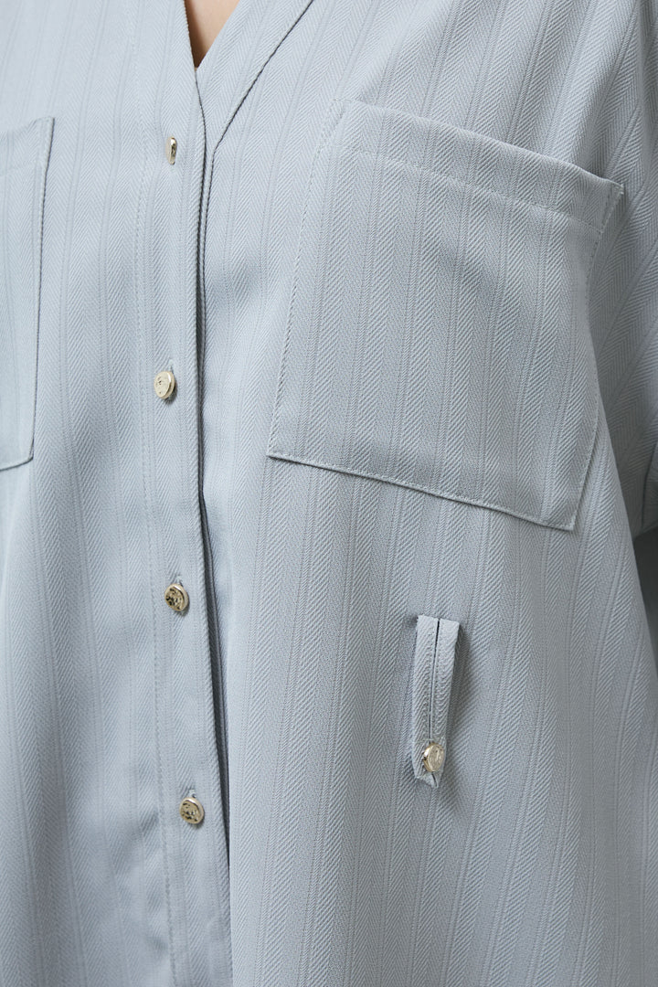 ミニヘリンボーンベルト付きシャツ