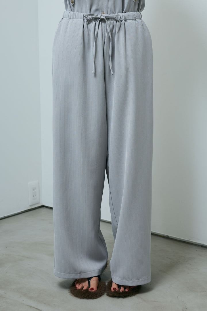 ミニヘリンボーンベルト付きシャツ+ミニヘリンボーンストレートイージーワイドPT(2set)