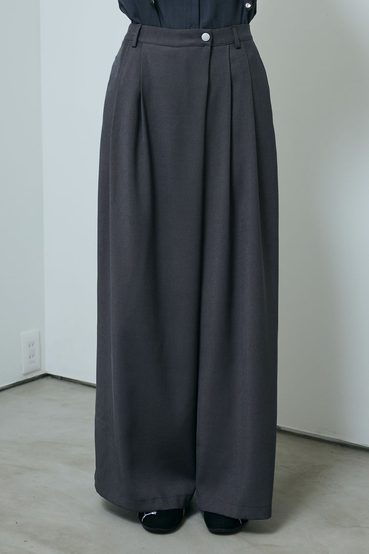 [予約/SET]ミックスシャギー襟付きカーデ+タックラップワイドPT(2set)