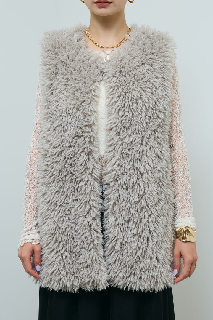 [予約/SET]プードルファーベスト+シアーレーストップス+細畝コーデュロイカーブパンツ(3set)