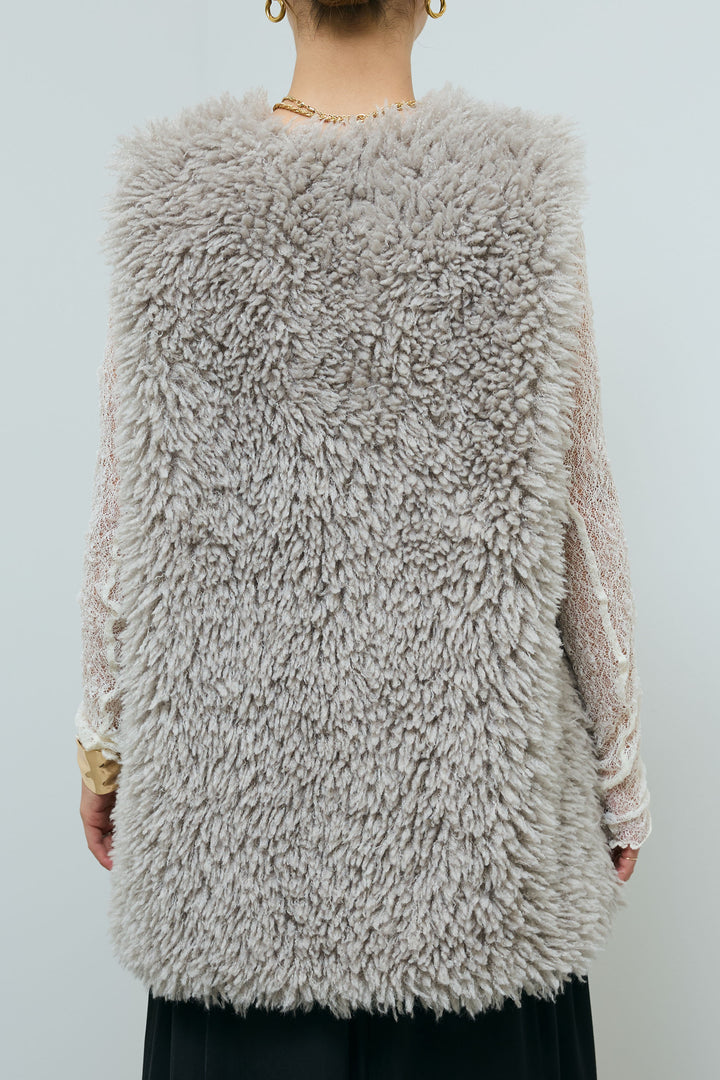 [予約/SET]プードルファーベスト+シアーレーストップス+細畝コーデュロイカーブパンツ(3set)