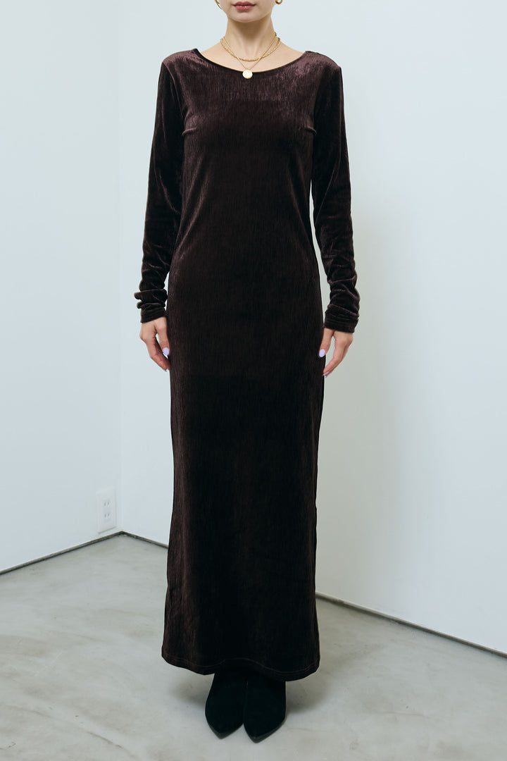 [予約/SET]ベロアバックオープンワンピース+プードルファーベスト(2set)