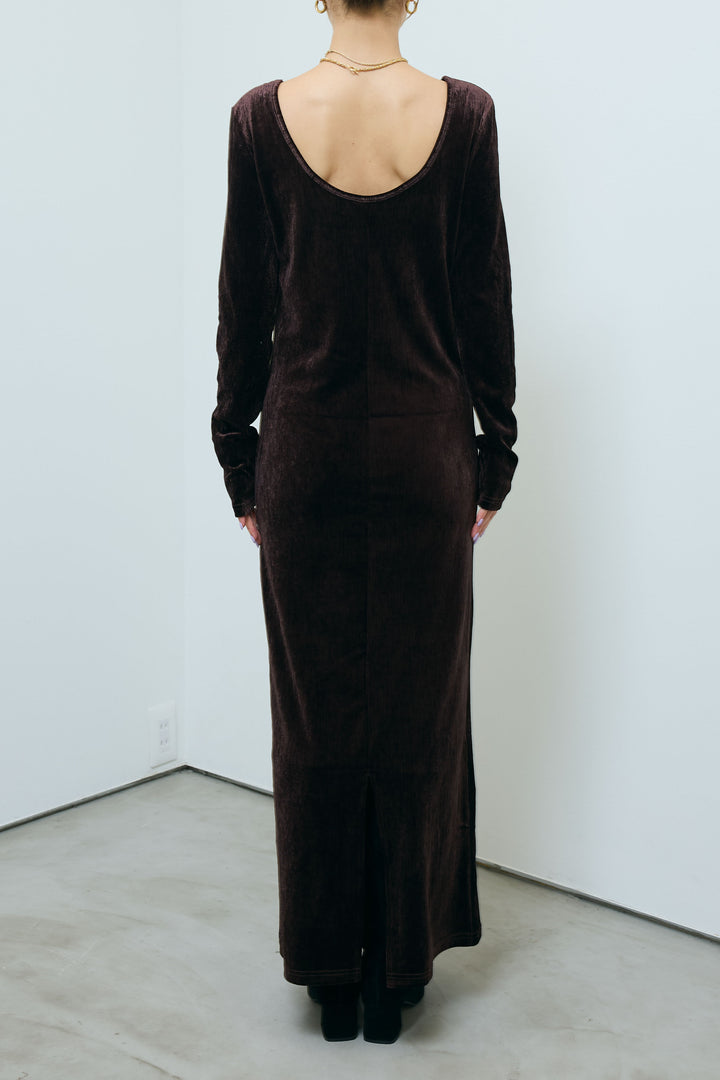 [予約/SET]ベロアバックオープンワンピース+プードルファーベスト(2set)