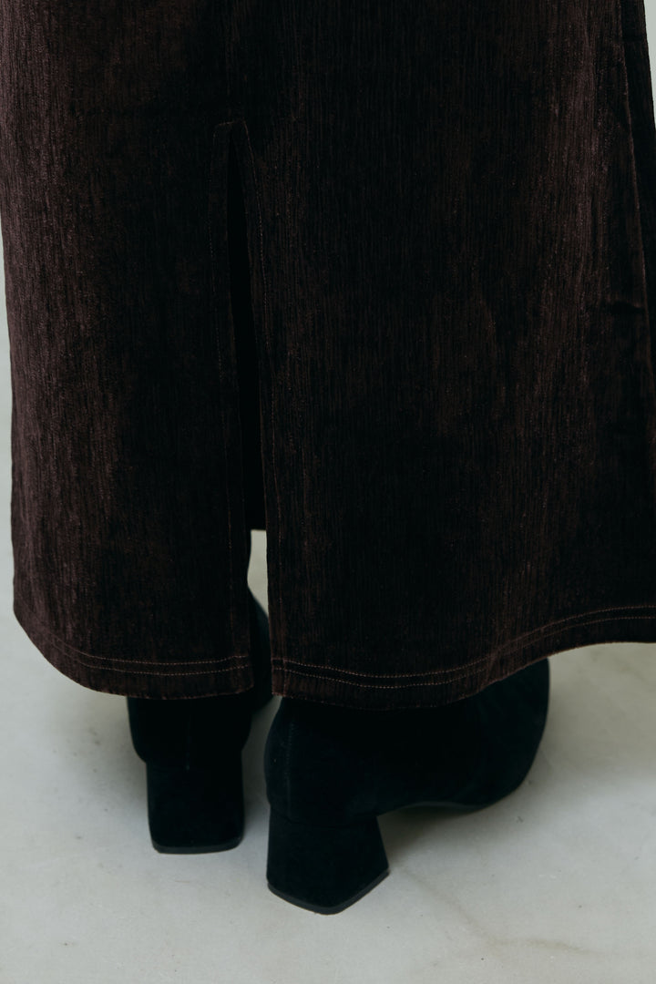 [予約/SET]ベロアバックオープンワンピース+プードルファーベスト(2set)