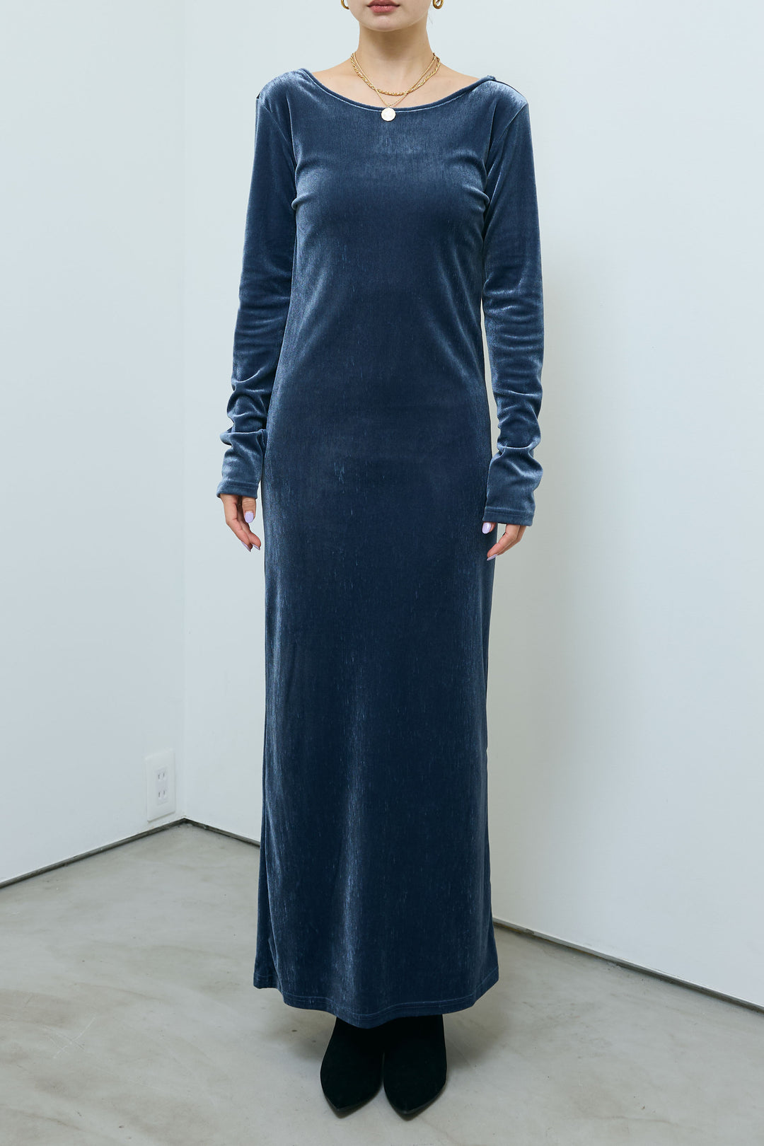 [予約]ベロアバックオープンワンピース