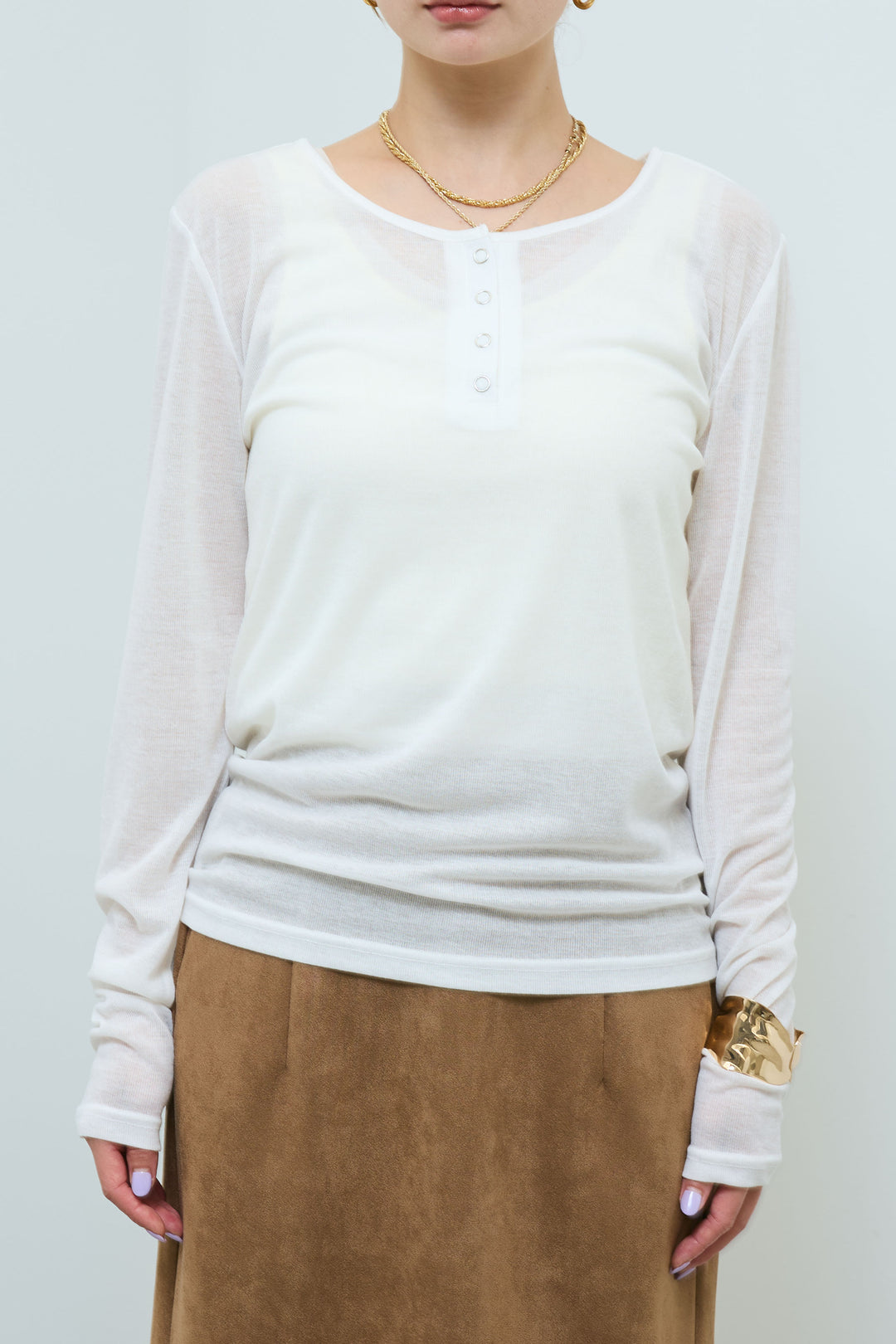 [予約/SET]エポーレット付きスウェードライクブルゾン+シアーヘンリーネックロンT+ニットトレンカ(3set)