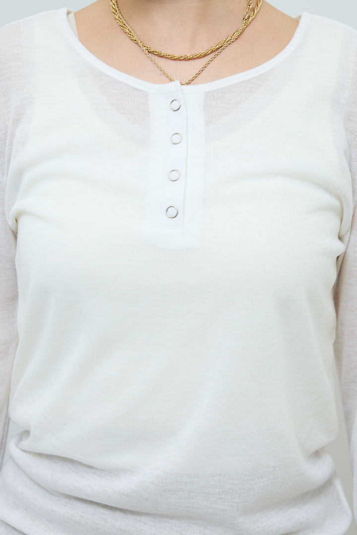 [予約/SET]フリンジニットベスト+シアーヘンリーネックロンT(2set)