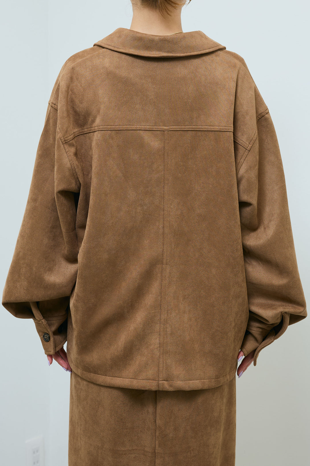 [予約/SET]フェイクスウェードシャツJK+フェイクスウェードペンシルSK(2set)