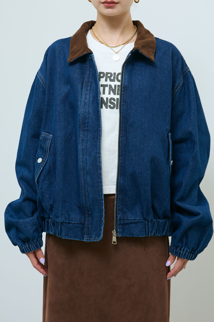 [予約]コーデュロイ襟デニムブルゾン