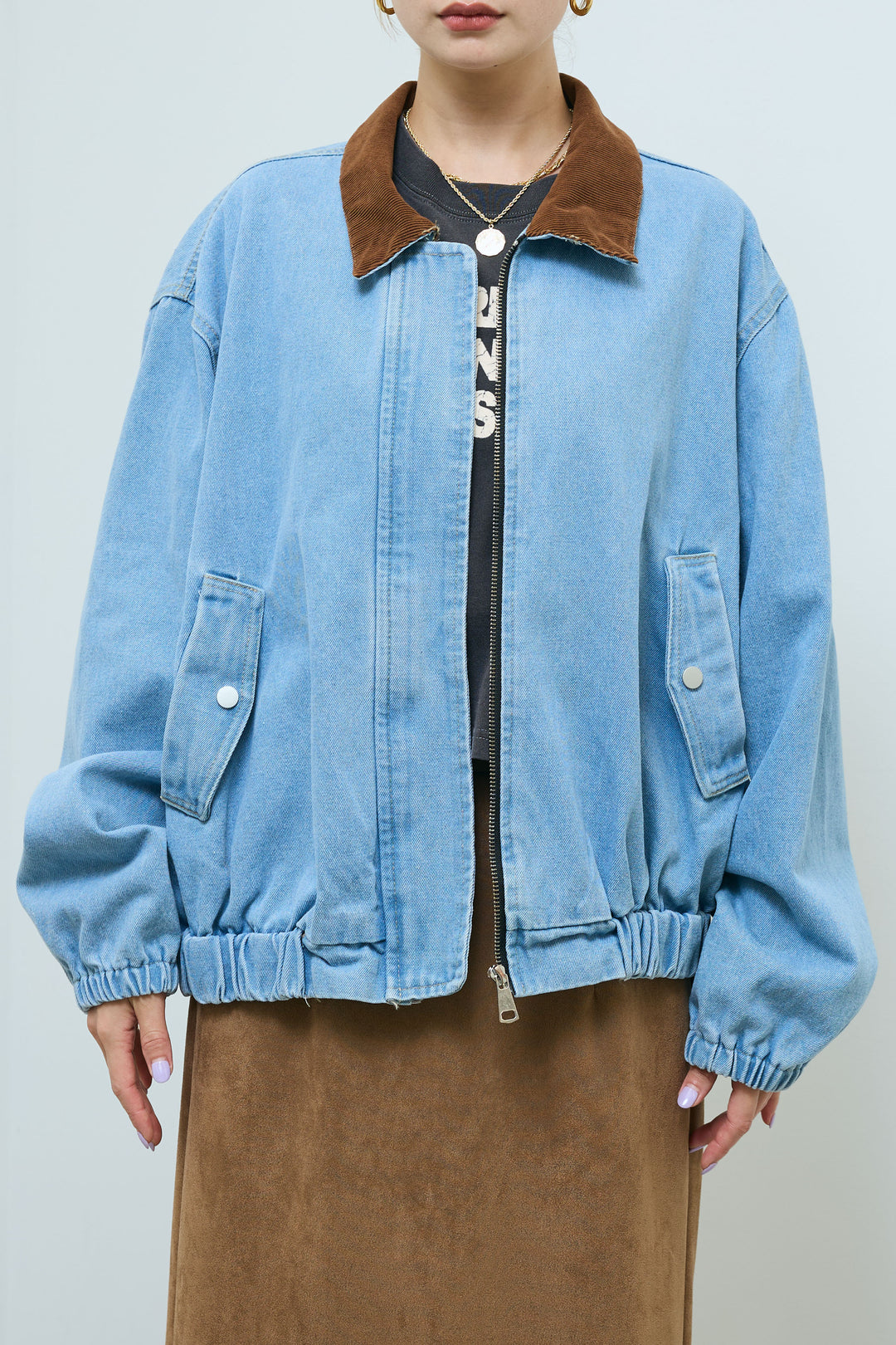 [予約]コーデュロイ襟デニムブルゾン