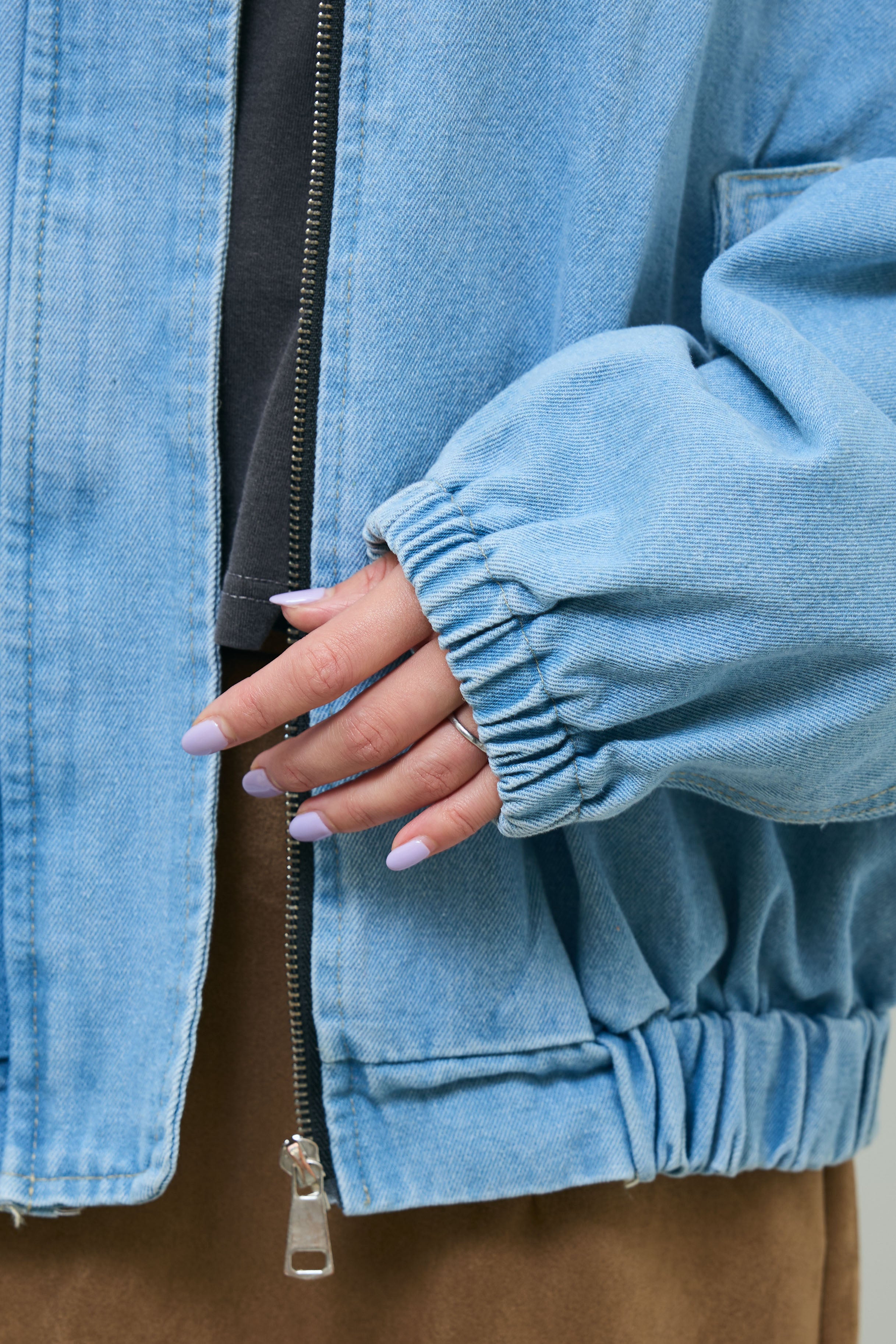 ［SET］コーデュロイ襟デニムブルゾン+フェイクスウェードタイトスカート SET]コーデュロイ襟デニムブルゾン+フェイクスウェードタイトスカート