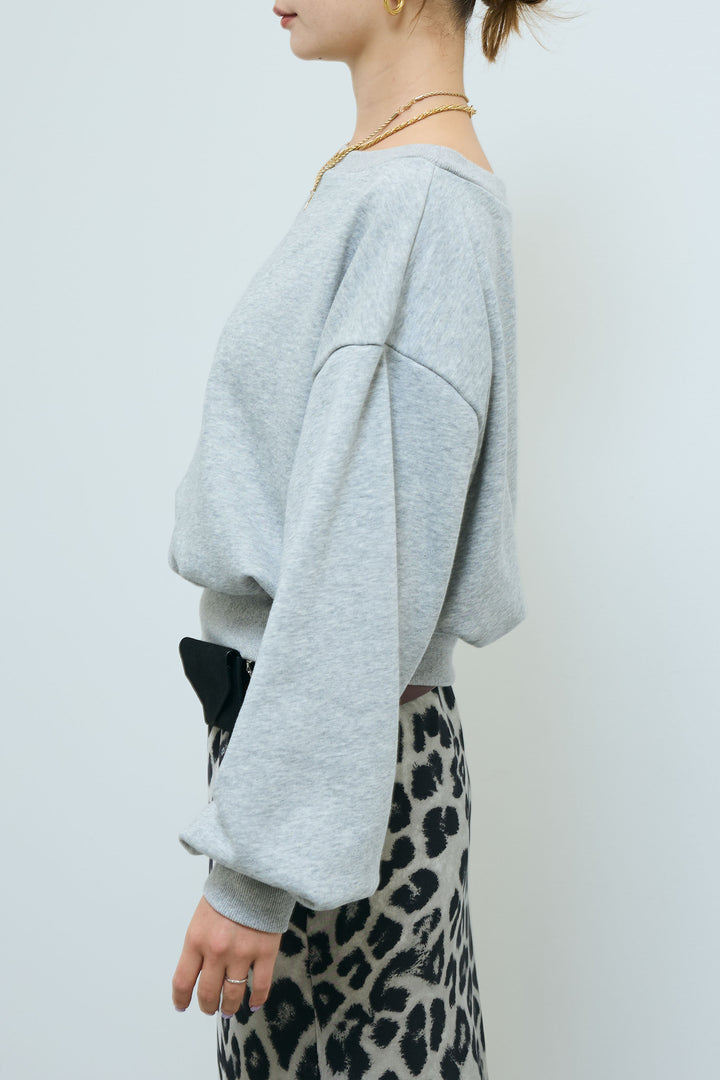 [予約/SET]裏毛アシメショルダープルオーバー+レオパードナロースカート(2set)