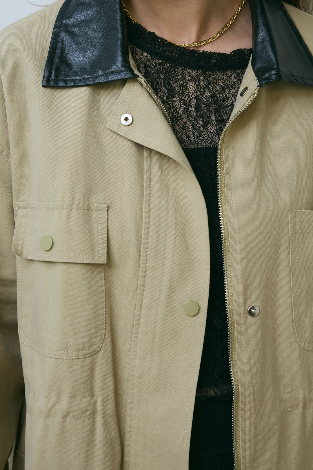 [予約/SET]フェイクレザー襟カバーオール+シアーレーストップス+ニットプリーツロングSK(3set)