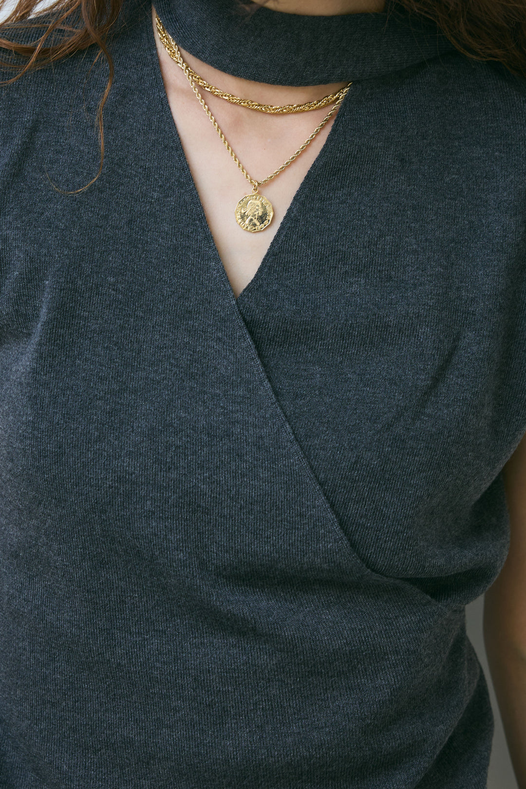 [予約/SET]フェイクスウェードブルゾン+タイつきVネックニットPO(2set)