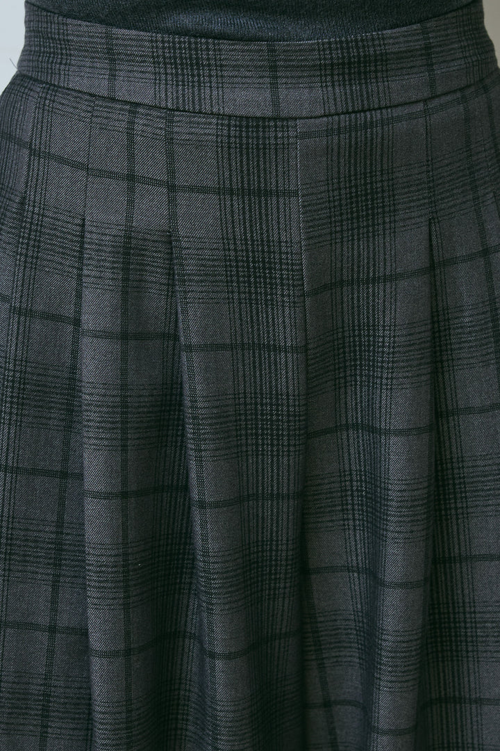 [予約/SET]タイつきVネックニットPO+チェックワイドタックパンツ(2set)