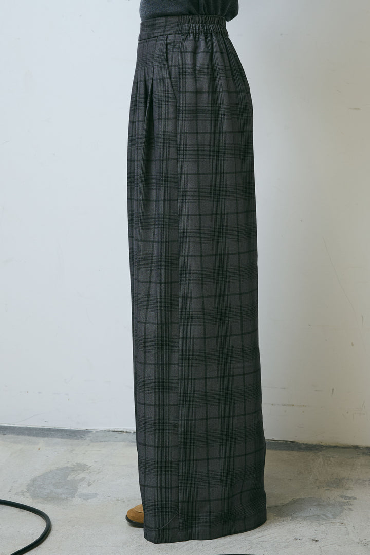 [予約]チェックワイドタックパンツ