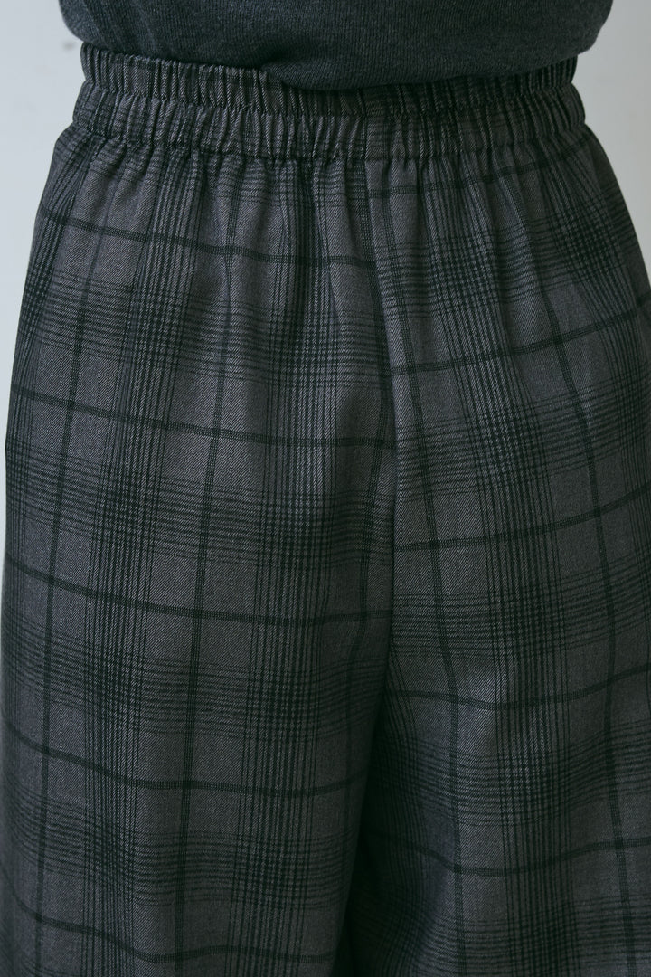 [予約]チェックワイドタックパンツ