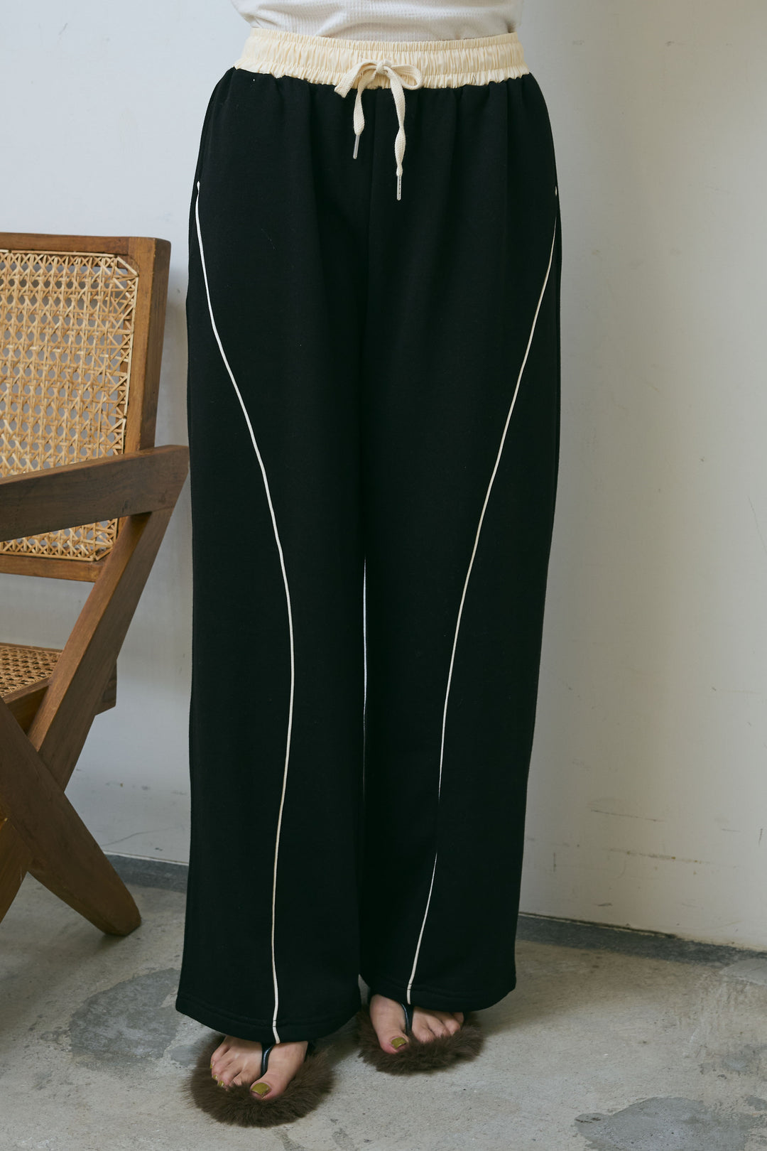 [予約]裏毛カーブラインワイドパンツ