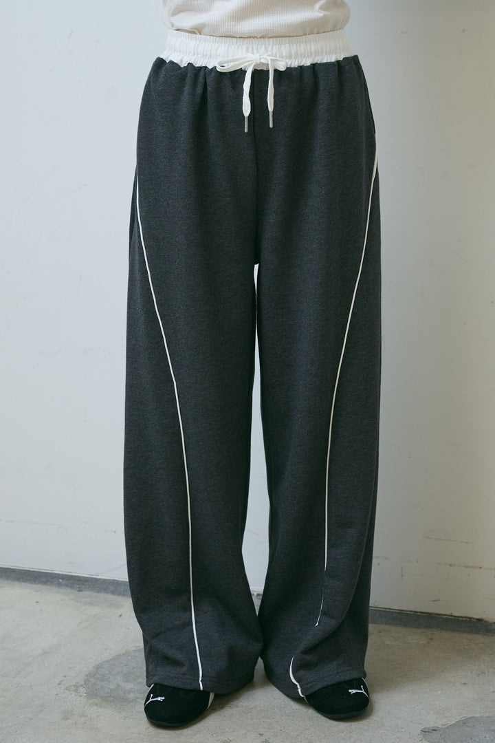 [予約]裏毛カーブラインワイドパンツ