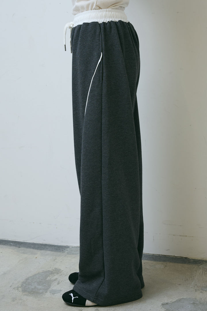 [予約/SET]パイピングジャガードJK+裏毛カーブラインワイドパンツ(2set)