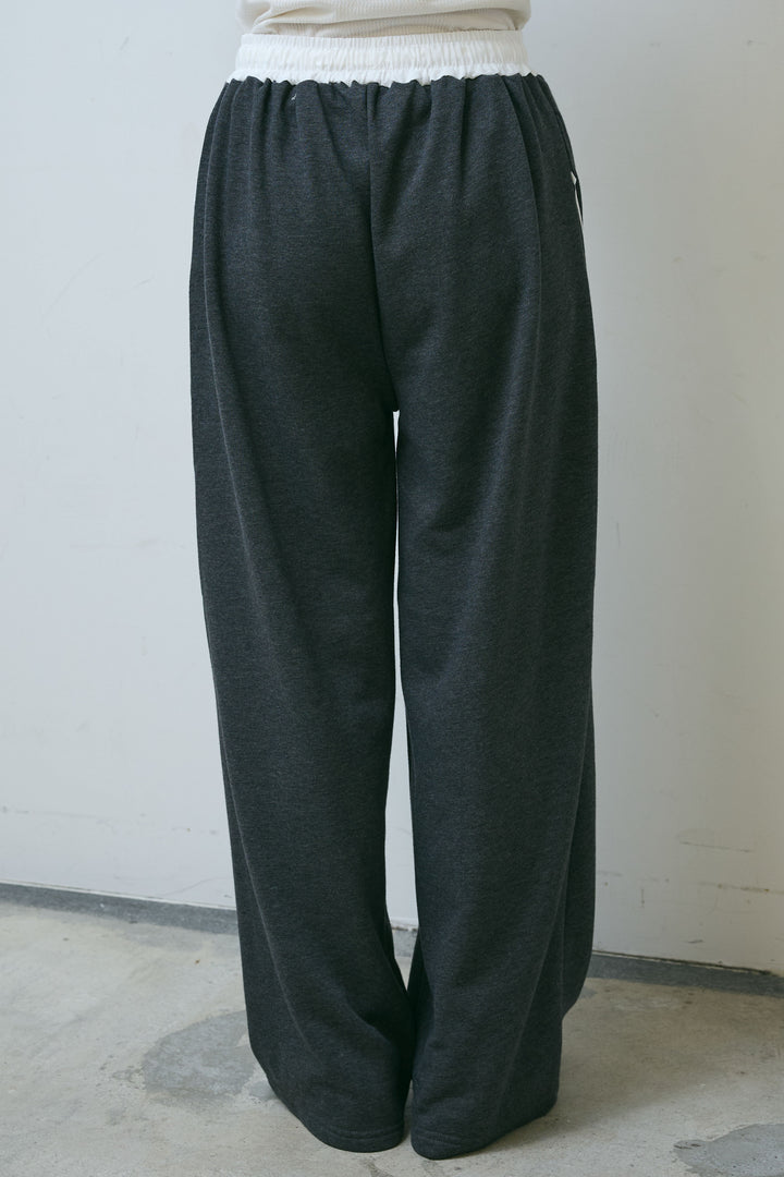 [予約/SET]ビジューボタンラメツイードジレ+裏毛カーブラインワイドパンツ(2set)