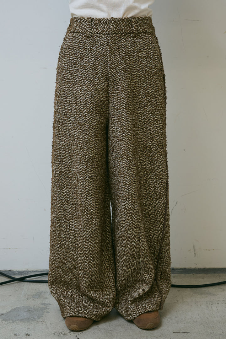 [予約/SET]ダンスフェザーベスト+ツイードフリンジカーブパンツ(2set)