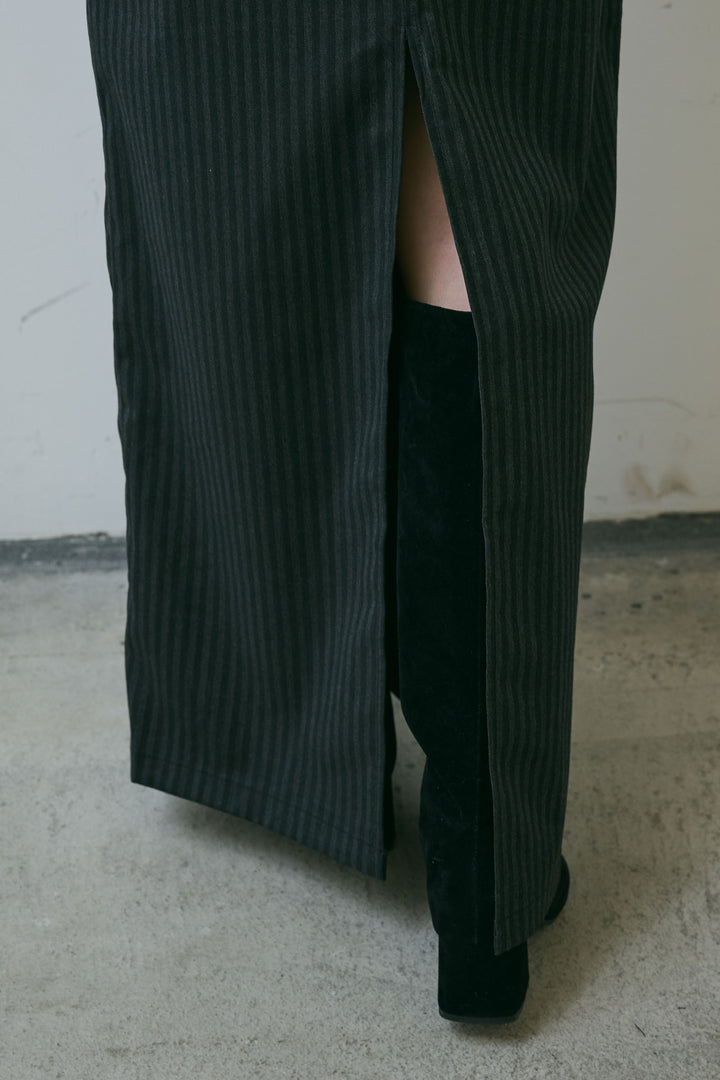 [予約/SET]フェイクスウェードブルゾン+アソートストライプバックスリットスカート(2set)