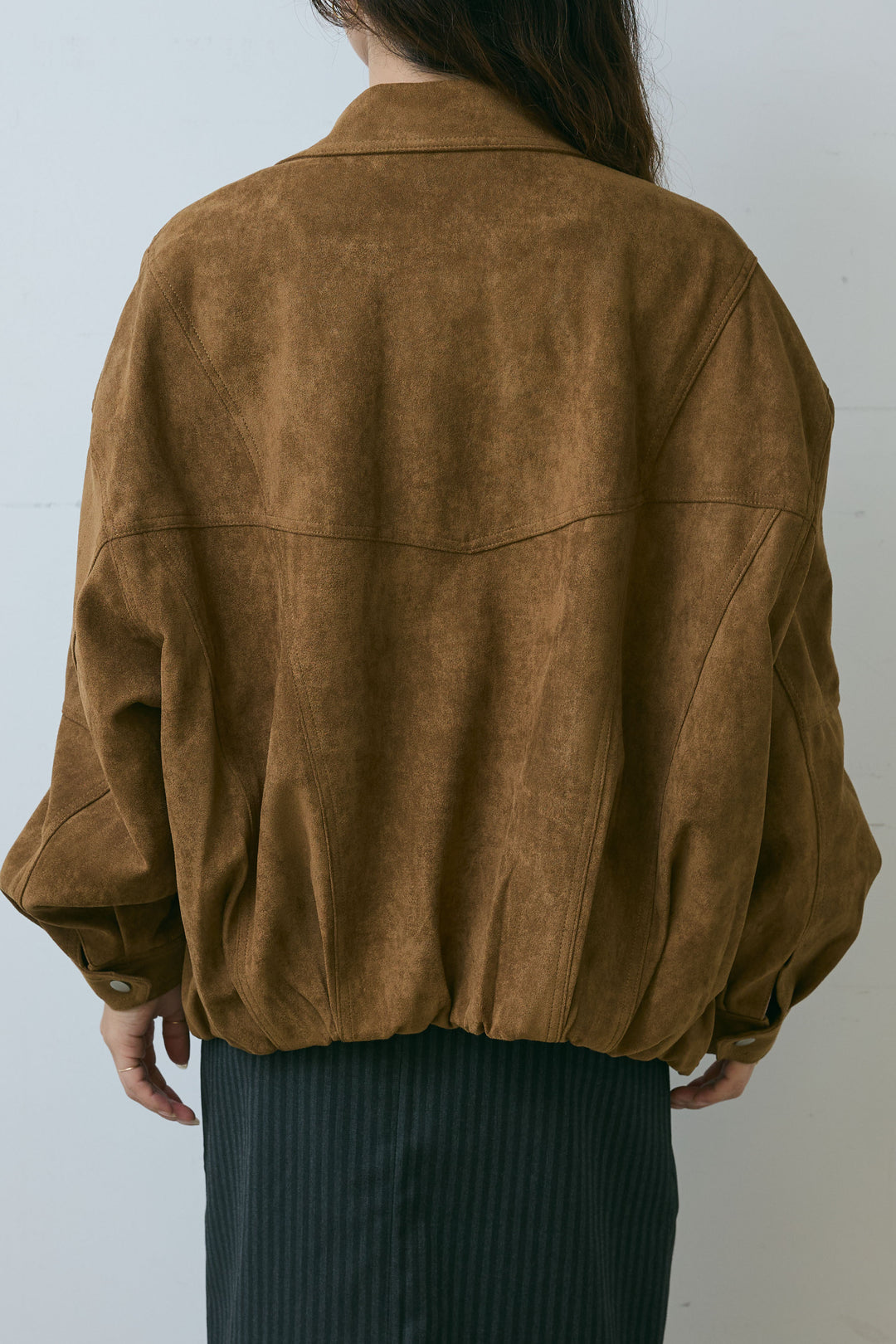 [予約/SET]フェイクスウェードブルゾン+裾ドロストナイロンパンツ(2set)