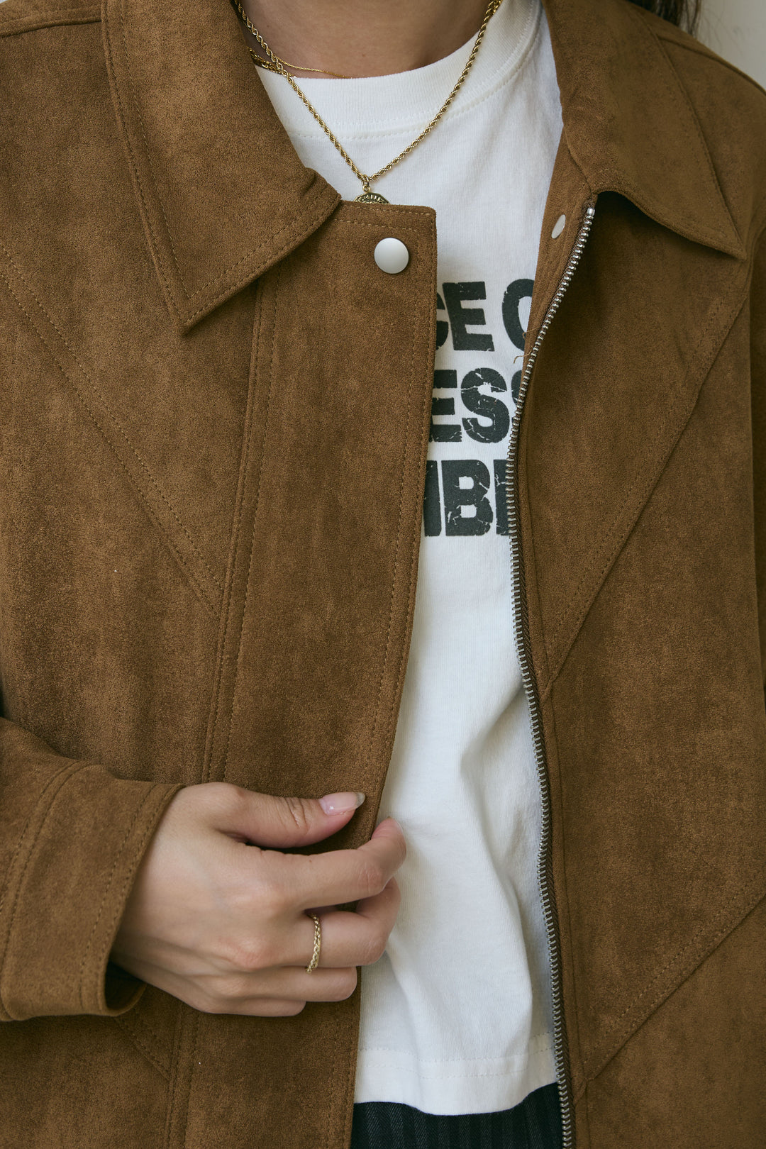 [予約/SET]フェイクスウェードブルゾン+タイつきVネックニットPO(2set)