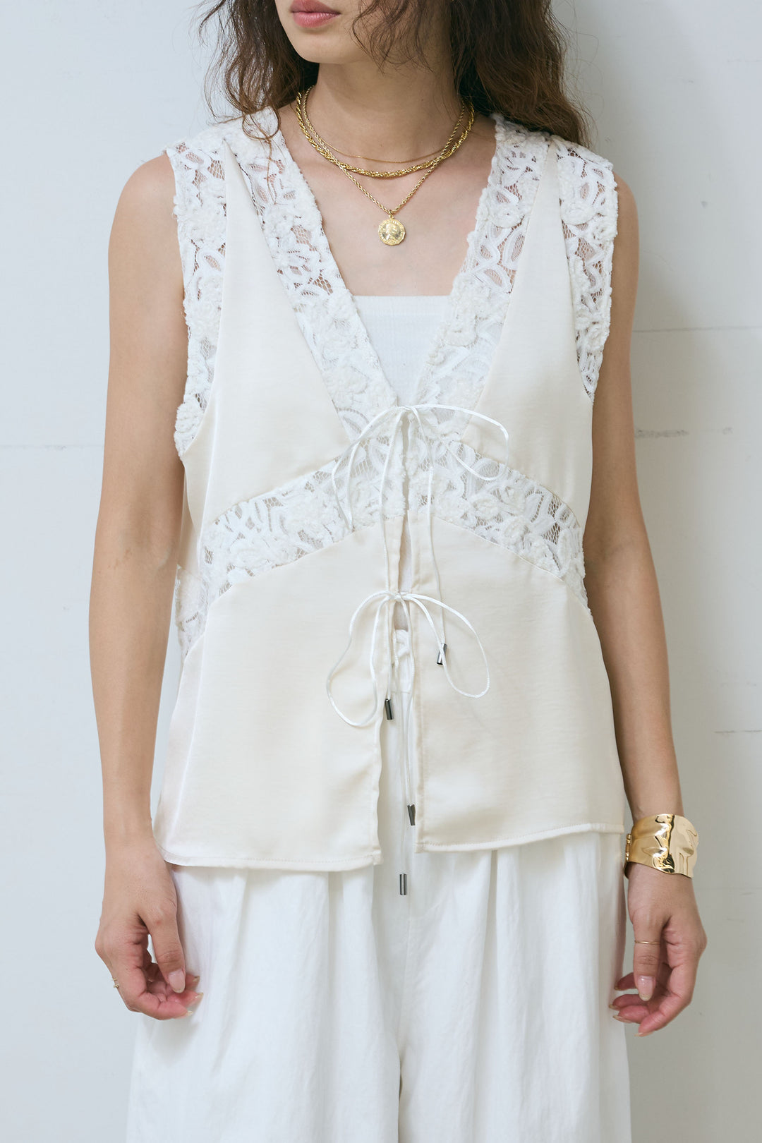 [予約]ベロアレースサテンブラウス