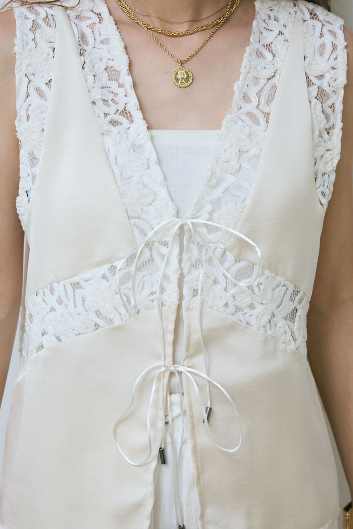 [予約]ベロアレースサテンブラウス