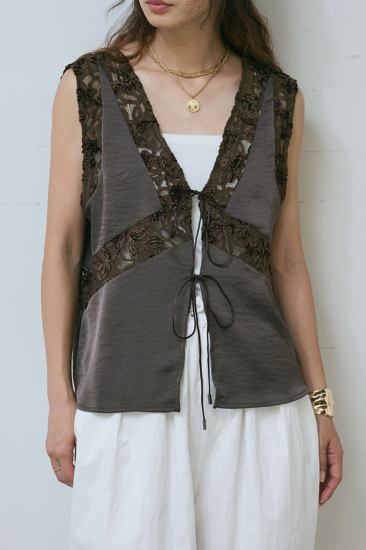 [予約]ベロアレースサテンブラウス