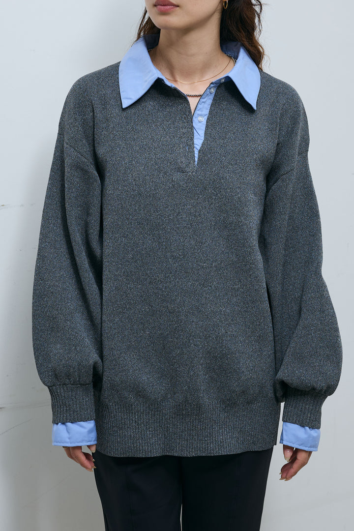 [予約/SET]プレッピーコントラストニット+ストレッチバイカーパンツ(2set)