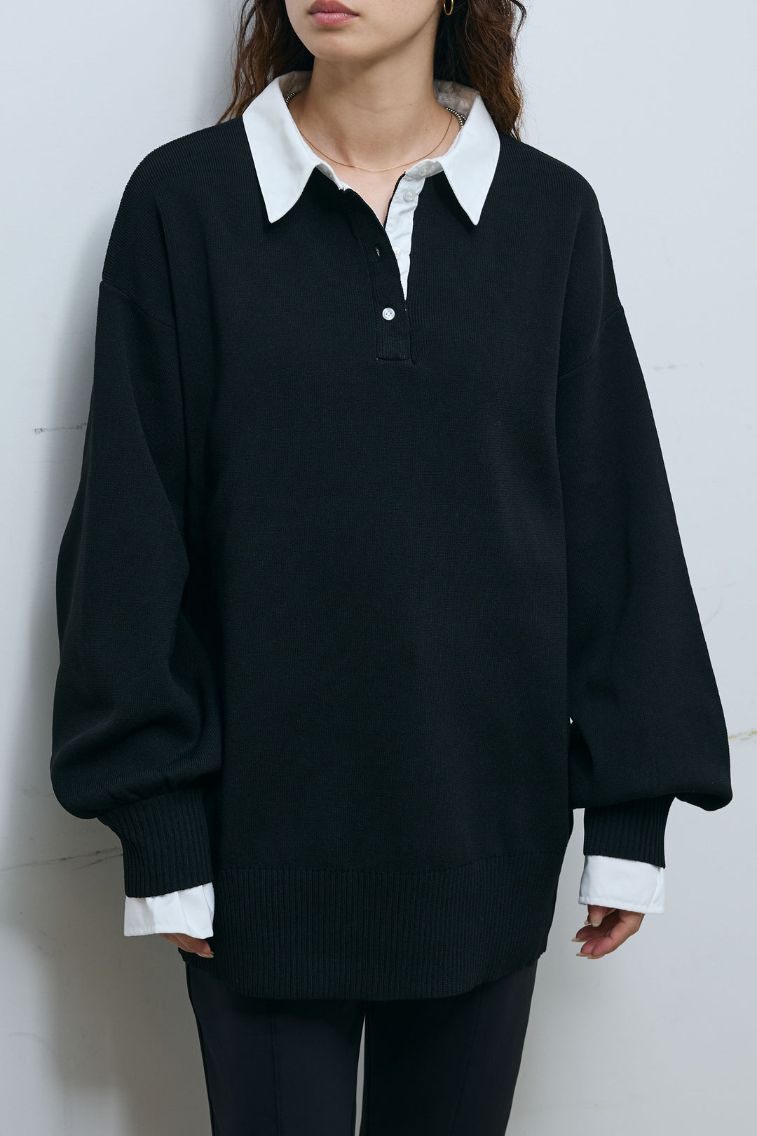 [予約/SET]ラガーニットプルオーバー+プレッピーコントラストニット(2set)