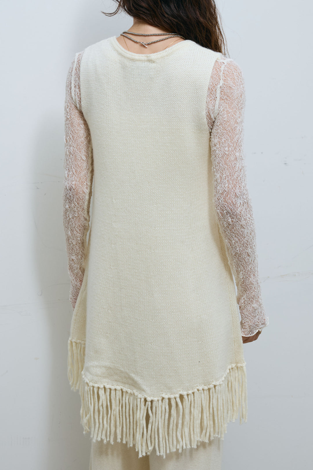 [予約/SET]裾フリンジノースリニット+ニットワイドパンツ(2set)