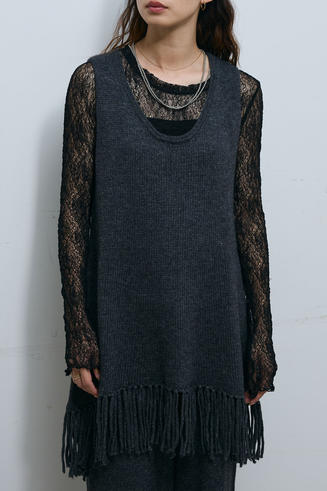 [予約]裾フリンジノースリニット