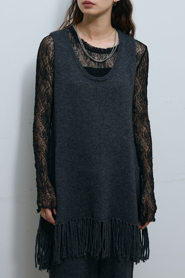 [予約]裾フリンジノースリニット