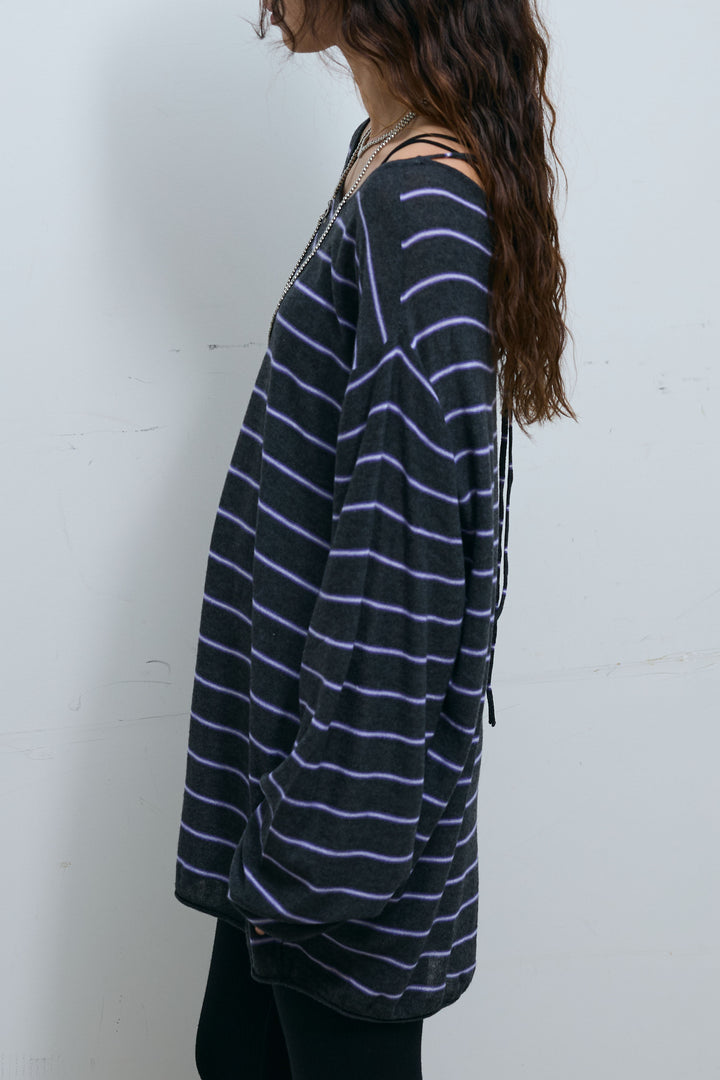 [予約/SET]シアールーズボーダーニット+サテンナロースカート(2set)