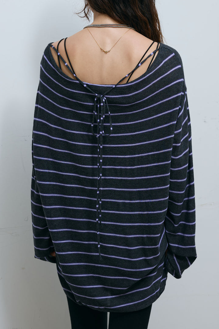 [予約/SET]シアールーズボーダーニット+サテンナロースカート(2set)