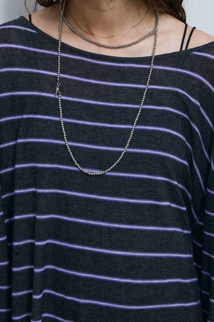 [予約/SET]シアールーズボーダーニット+サテンナロースカート(2set)