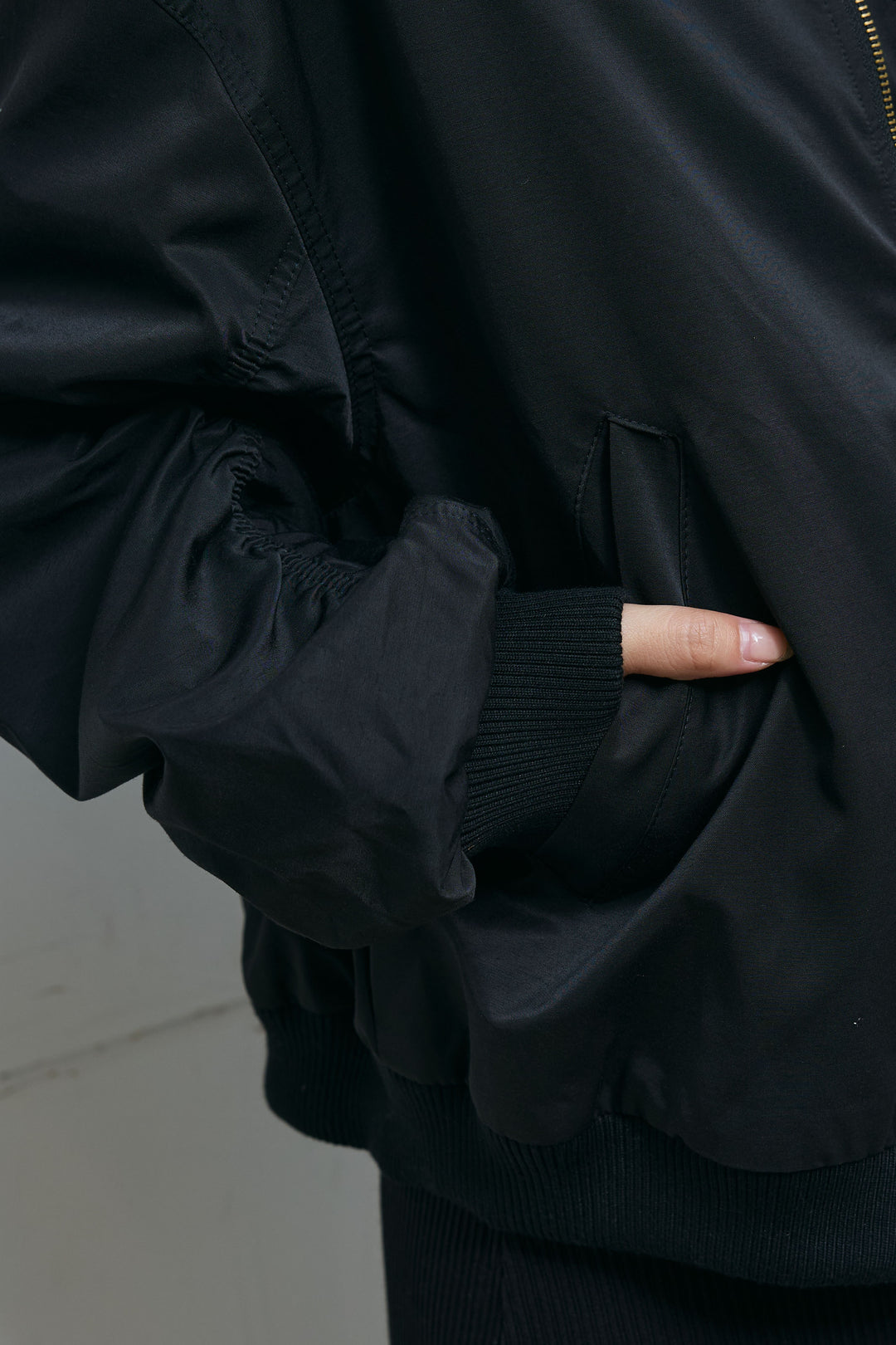 [予約/SET]袖ボリュームMA1+ライン編みニットラップ+ニットマキシスカート(3set)