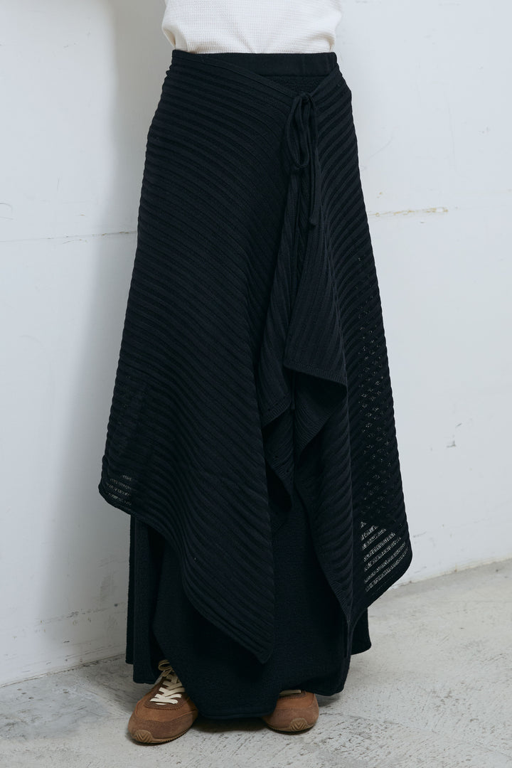 [予約/SET]袖ボリュームMA1+ライン編みニットラップ+ニットマキシスカート(3set)